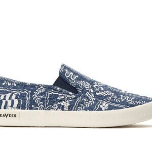 SeaVees Men's Baja Slip On in Navy Lahaina Sailor, Size 10.5